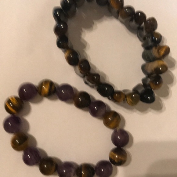 2 Bracelets 1 real tiger eye/ 1 real tiger eye and amethyst. - Picture 2 of 2